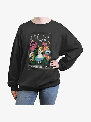 Disney Alice Wonderland Cosmic Flowers Girls Oversized Sweatshirt