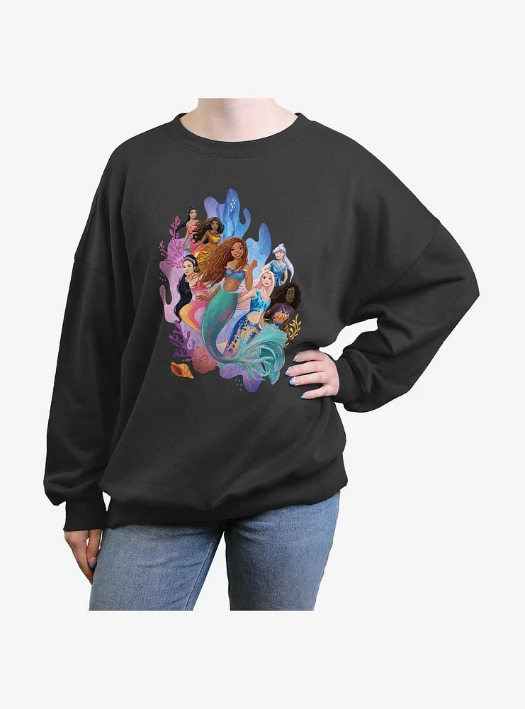 Disney The Little Mermaid Under Sea Sisters Girls Oversized Sweatshirt