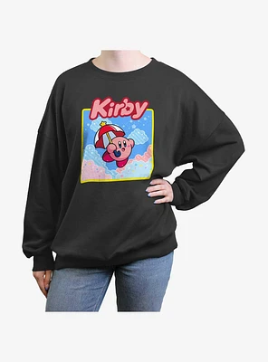 Kirby Starry Umbrella Girls Oversized Sweatshirt