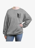 Attack On Titan Scout Regiment Pocket Logo Girls Oversized Sweatshirt