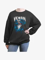 Marvel Venom Grunge Womens Oversized Sweatshirt