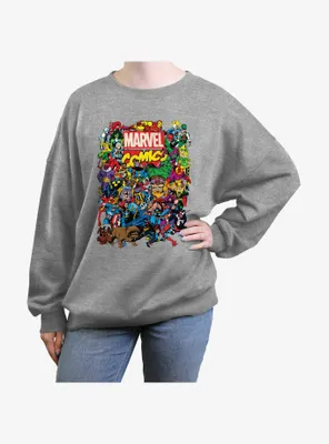 Marvel Entire Cast Womens Oversized Sweatshirt