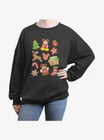 Disney Mickey Mouse Gingerbread Mice Womens Oversized Sweatshirt