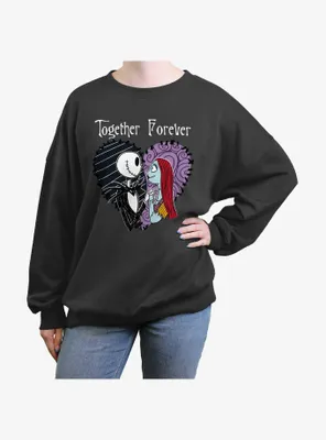 Disney The Nightmare Before Christmas Jack and Sally Together Forever Womens Oversized Sweatshirt