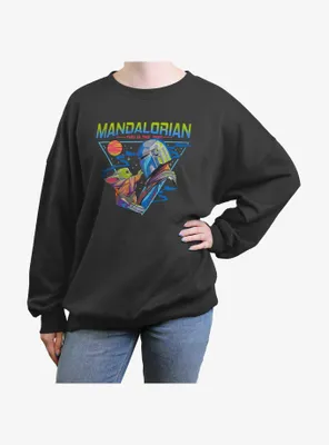 Star Wars The Mandalorian Grogu and Mando Triangle Womens Oversized Sweatshirt