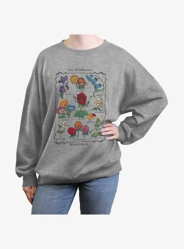 Disney Alice In Wonderland The Wildflowers Womens Slouchy Sweatshirt - GREY