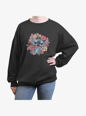 Disney Lilo & Stitch Floral Womens Oversized Sweatshirt