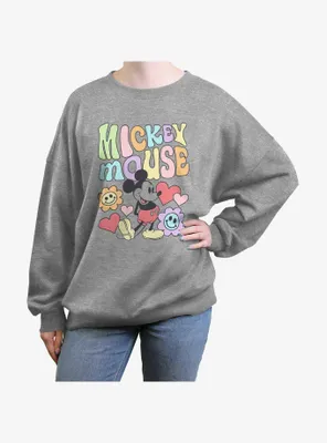 Disney Mickey Mouse Happy Womens Oversized Sweatshirt