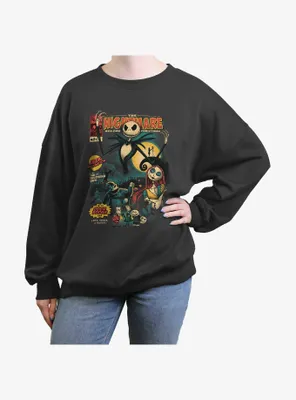 Disney The Nightmare Before Christmas Comic Cover Womens Oversized Sweatshirt