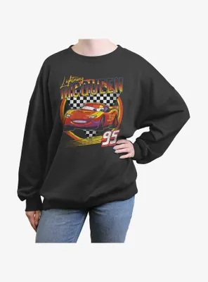 Disney Pixar Cars Lightning Mcqueen Vintage Race Womens Oversized Sweatshirt