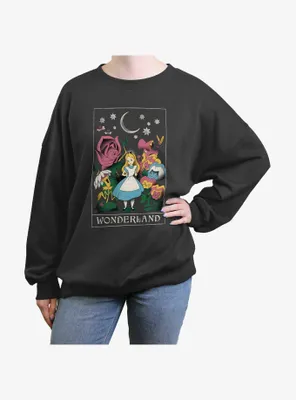 Disney Alice Wonderland Cosmic Flowers Womens Oversized Sweatshirt