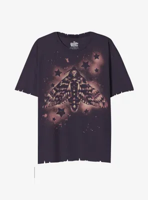 Death's-Head Moth & Stars Destructed Boyfriend Fit Girls T-Shirt