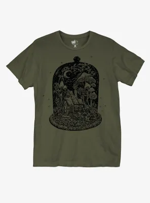 Dark Cottage Terrarium Boyfriend Fit Girls T-Shirt By Cat Mallard