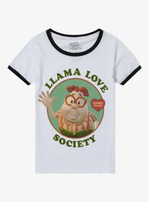 Jimmy Neutron Carl Llama Society Girls Ringer T-Shirt