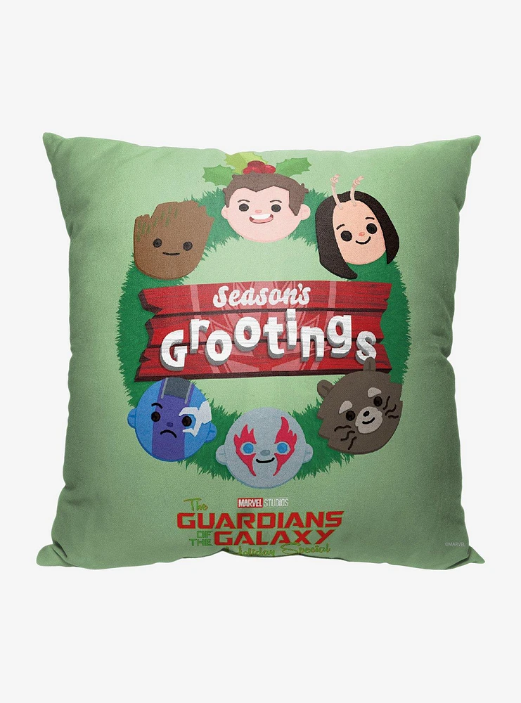 Marvel Guardians Of The Galaxy Seasons Grootings Wreath Printed Throw Pillow