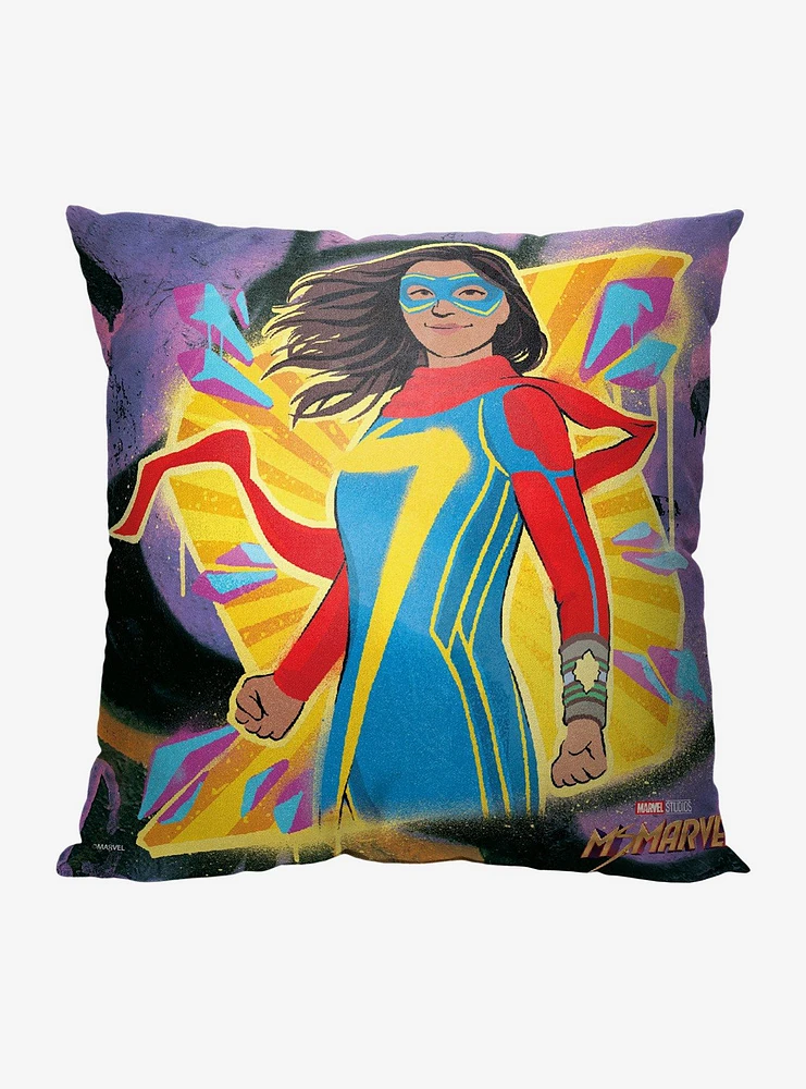 Marvel Ms Marvel Graffiti Marvel Printed Throw Pillow