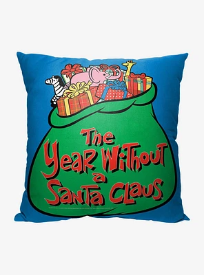 Year Without A Santa Claus Bag Of Toys Printed Throw Pillow