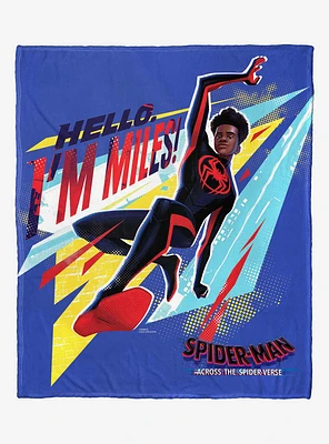 Marvel Spider-Man Across The Spiderverse Hello Miles Silk Touch Throw Blanket