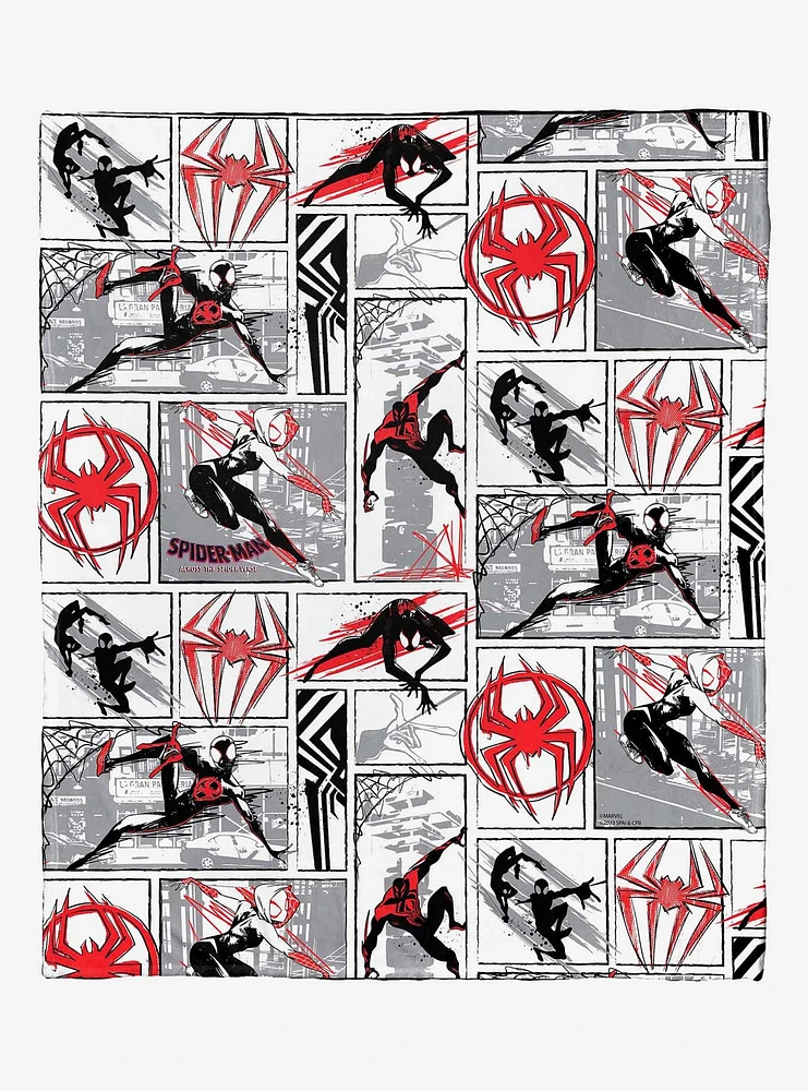 Marvel Spider-Man Across The Spiderverse Spider's In Action Silk Touch Throw Blanket