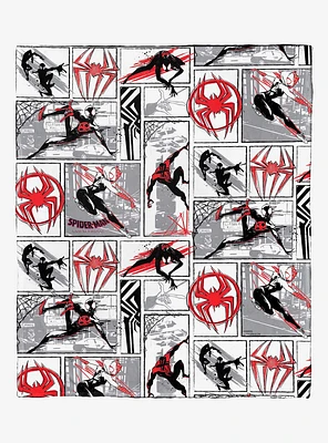 Marvel Spider-Man Across The Spiderverse Spider's In Action Silk Touch Throw Blanket