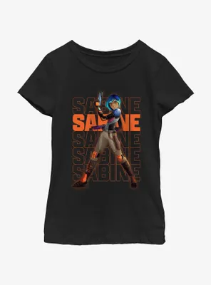 Star Wars: Forces of Destiny Sabine Text Stack Girls Youth T-Shirt
