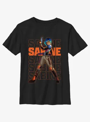 Star Wars: Forces of Destiny Sabine Text Stack Youth T-Shirt