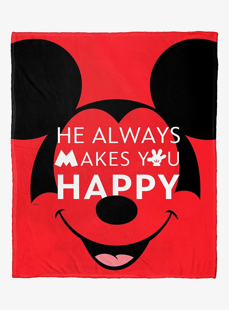 Disney100 Mickey Mouse He Makes You Happy Silk Touch Throw