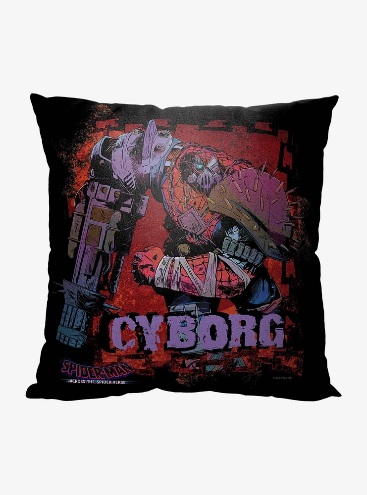 Marvel Spider-Man Across The Spiderverse Here Comes Cyborg Printed Throw Pillow