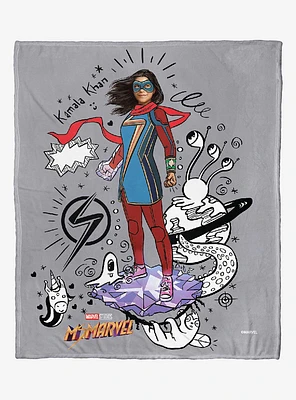 Marvel Ms Marvel Doodle World Silk Touch Throw Blanket