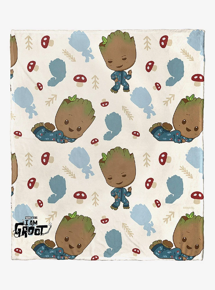 Marvel I Am Groot Cutie Patootie Silk Touch Throw Blanket