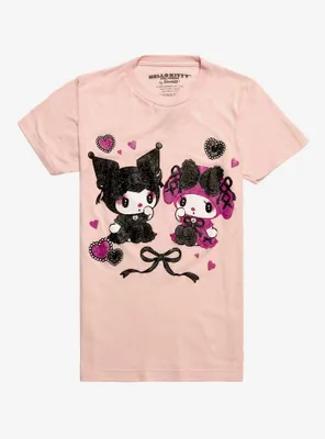 My Melody & Kuromi Lolita Glitter Boyfriend Fit Girls T-Shirt