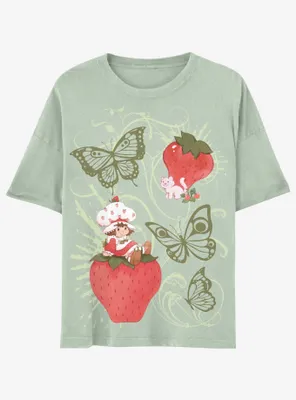 Strawberry Shortcake Green Butterfly Girls Oversized T-Shirt