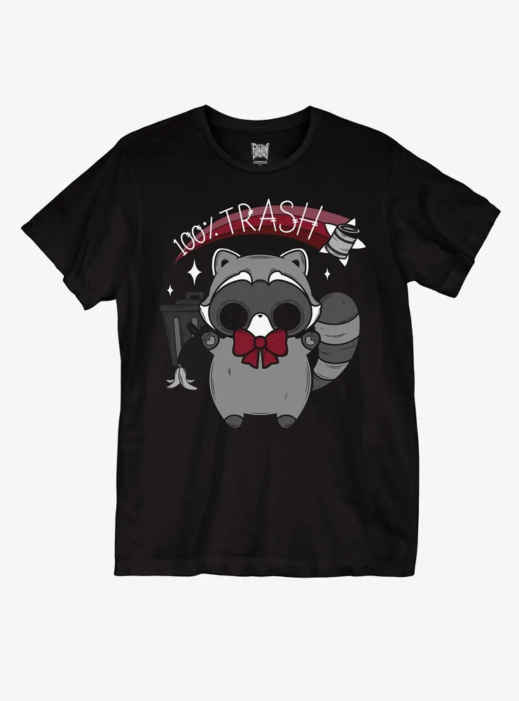 100% Trash Raccoon Boyfriend Fit Girls T-Shirt By Pvmpkin