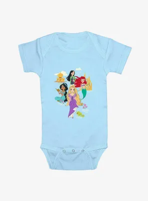 Disney Princesses Mulan Ariel Jasmine & Rapunzel Infant Bodysuit