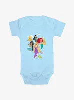 Disney Princesses Mulan Ariel Jasmine & Rapunzel Infant Bodysuit