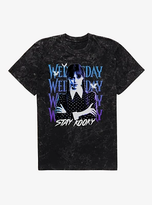 Wednesday Stay Kooky Mineral Wash T-Shirt