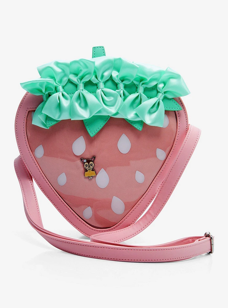 Strawberry Ribbon Stem Pin Collector Crossbody Bag