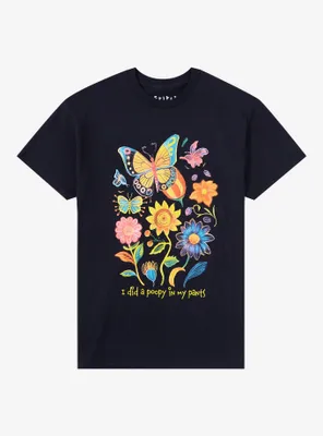 Flower Butterfly Poop T-Shirt By Friday Jr