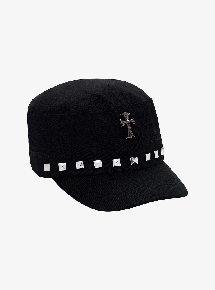 Black Cross Stud Cadet Cap