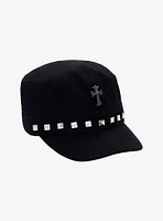 Black Cross Stud Cadet Cap