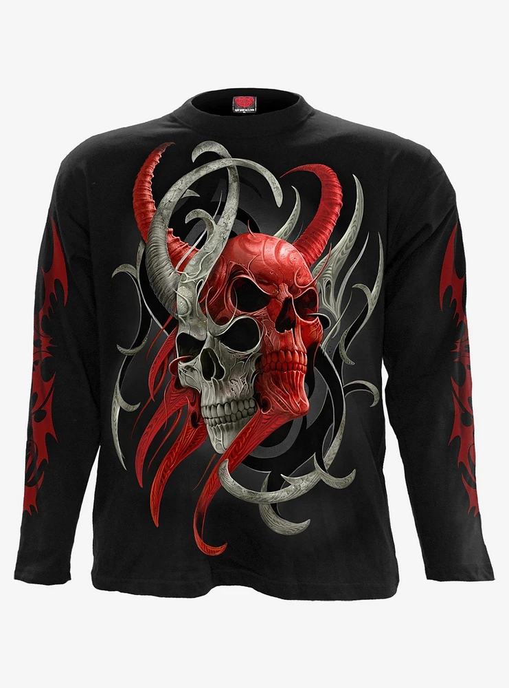 Spiral Skull Synthesis Long Sleeve T-Shirt Black