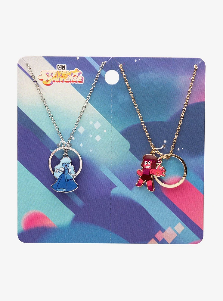 Steven Universe Ruby & Sapphire Best Friend Pendant Necklace Set