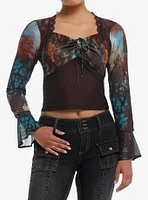 Thorn & Fable Butterfly Mesh Girls Long-Sleeve Top