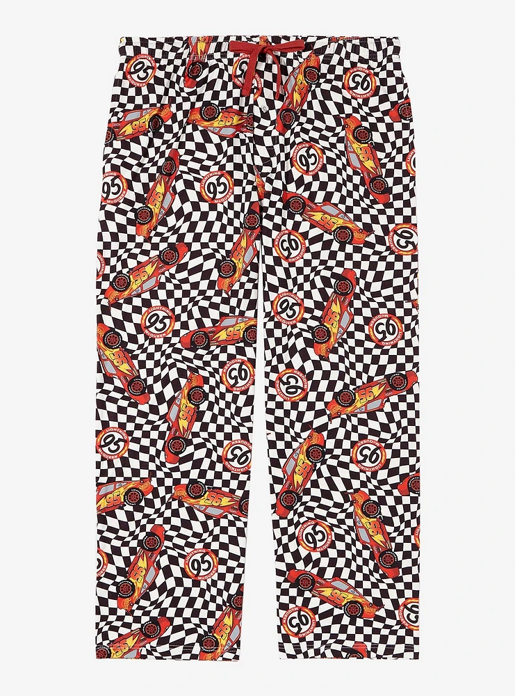 Disney Pixar Cars Lightning McQueen Checkered Allover Print Women's Plus Sleep Pants — BoxLunch Exclusive