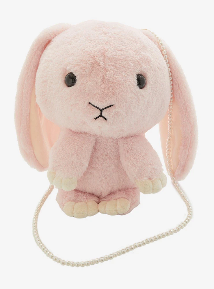 Pastel Pink Bunny Plush Crossbody Bag