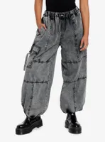 Grey Acid Wash Baggy Jogger Pants