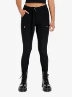 Black Belt Thigh Pocket Tapered Pants