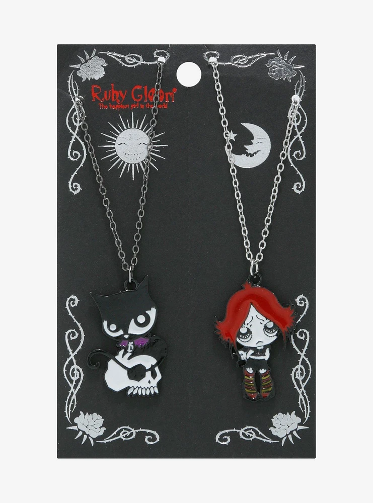 Ruby Gloom Doom Kitty Best Friend Necklace Set