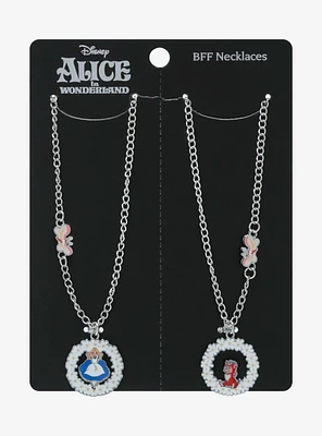 Disney Alice In Wonderland Floral Wreath Best Friend Necklace Set