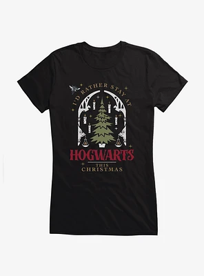 Harry Potter Rather Stay At Hogwarts This Christmas Girls T-Shirt